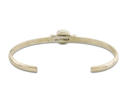 Navajo Bracelet .925 Silver Natural Red Coral Cuff Native American Artist C.80's