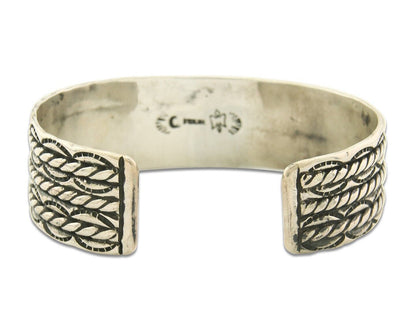 Men's Navajo Bracelet 925 Silver Artist Signed C Montoya Cuff C.80's