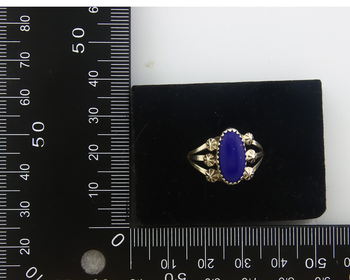 Navajo Ring 925 Sterling Natural Lapis Handmade Native Artist C.80's