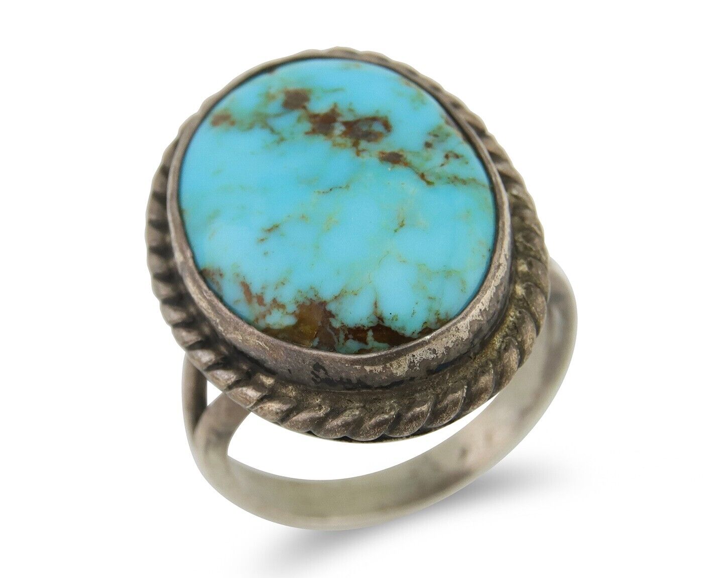 Navajo Handmade Ring 925 Silver Natural Turquoise Native Artist C.80's