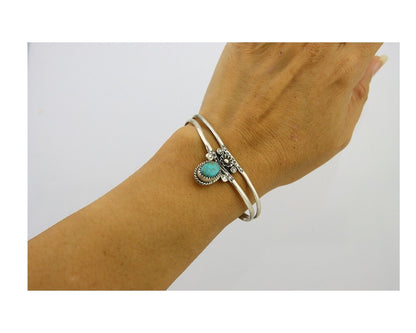 Navajo Cuff Bracelet 925 Silver Turquoise Cuff Native American Artist C.80's