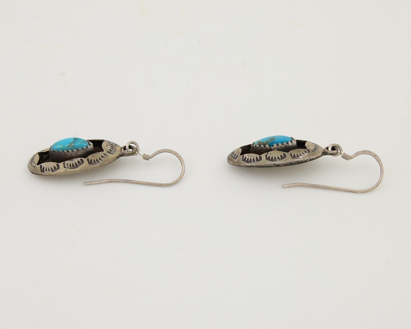 Navajo Dangle Earrings 925 Silver Natural Blue Turquoise Artist IJC C.80's
