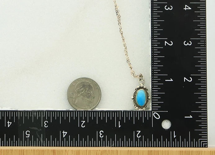 Navajo Necklace Sterling Silver Natural Blue Turquoise Handmade Vintage