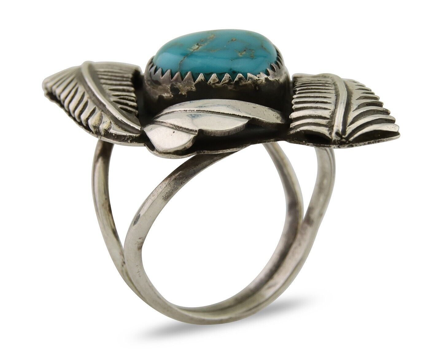 Navajo Ring 925 Silver Natural Blue Turquoise Native American Artist C.80's