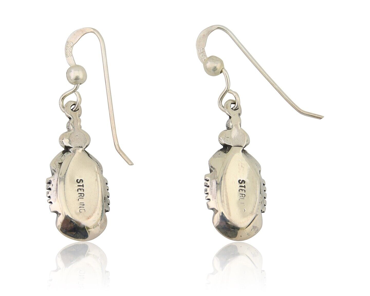 Navajo Dangle Earrings 925 Silver Sleeping Beauty Native Artist C80s