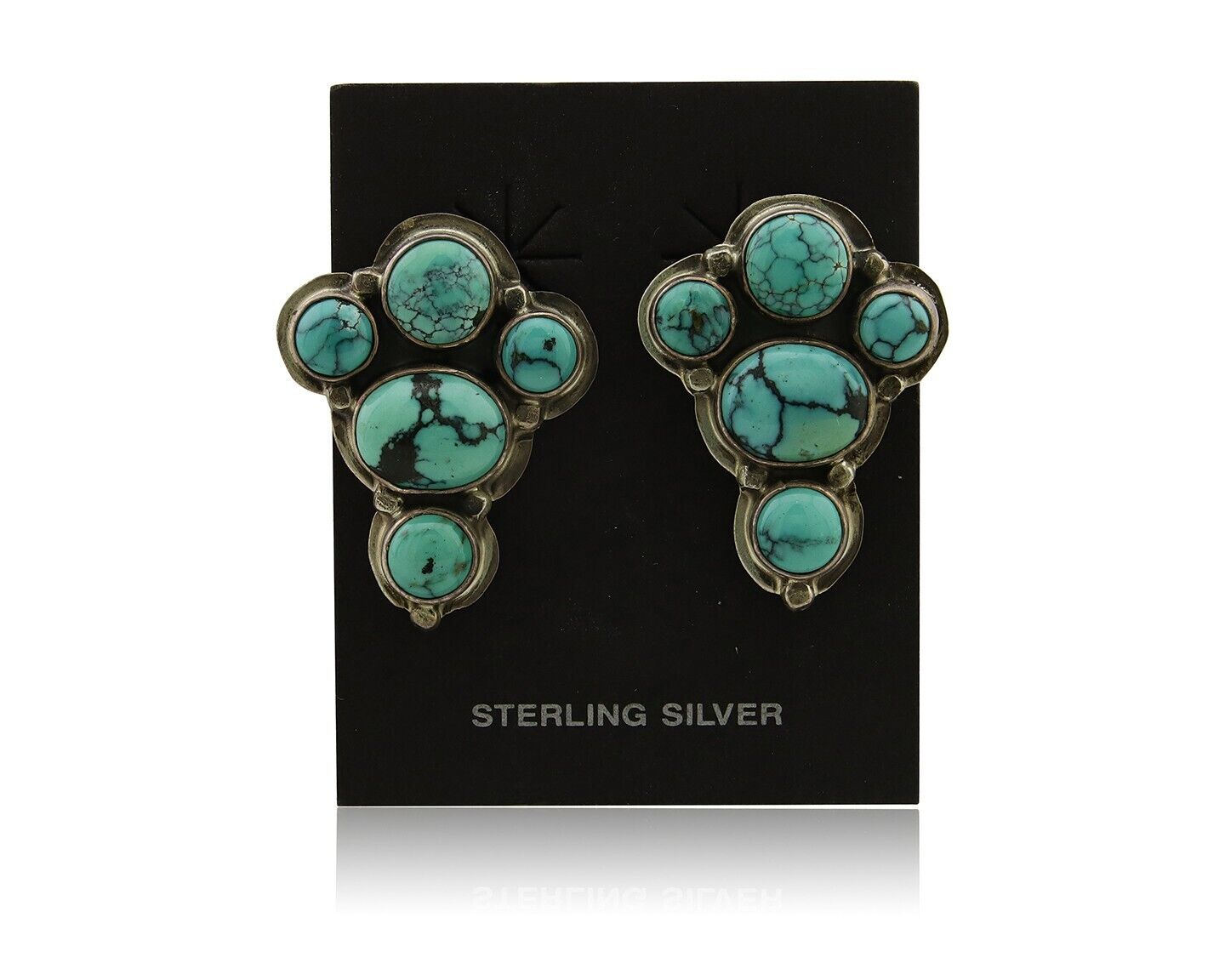 Navajo Earrings 925 Silver Natural Turquoise Artist Signed Roie Jaque C.80's