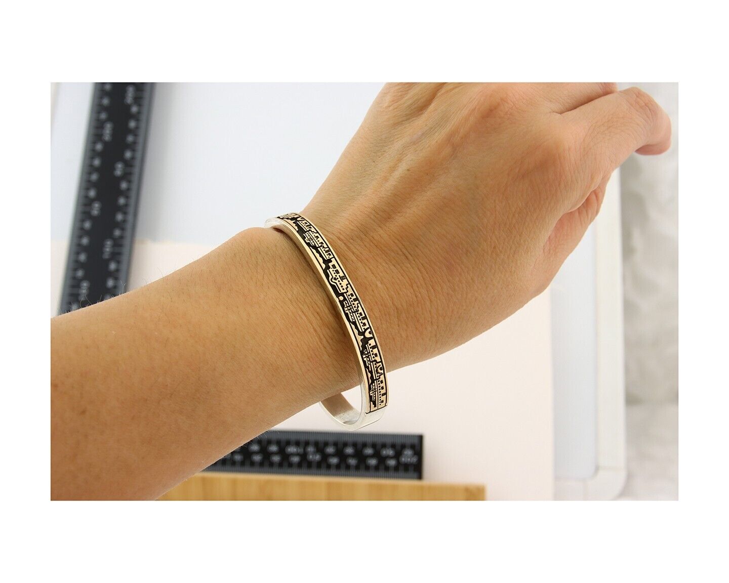 Navajo Bracelet 925 Silver & 14k Gold Signed MM Rogers C.80's