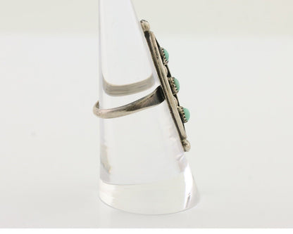 Vintage Navajo Ring 925 Silver Natural Turquoise Signed AZ9-AD Size 7.75