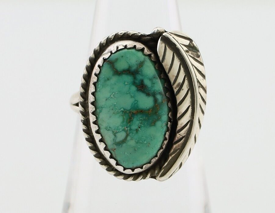Navajo Handmade Ring 925 Silver Natural Turquoise Artist Signed IJC C.80's
