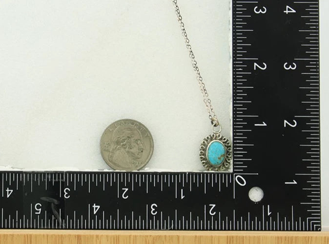 Navajo Necklace Sterling Silver Natural Blue Turquoise Handmade Vintage