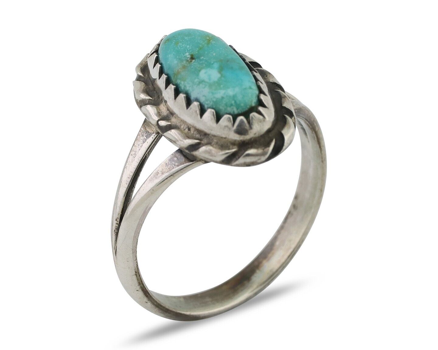 Navajo Ring 925 Silver Kingman Turquoise Native American Artist C.80's