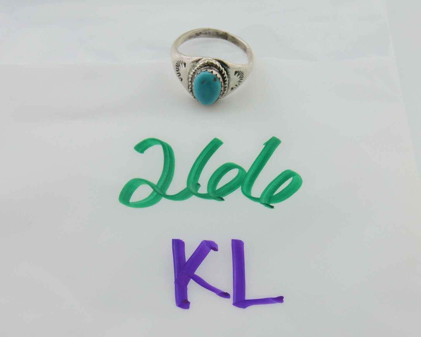 Navajo Ring 925 Silver Natural Blue Turquoise Native Artist C.80's