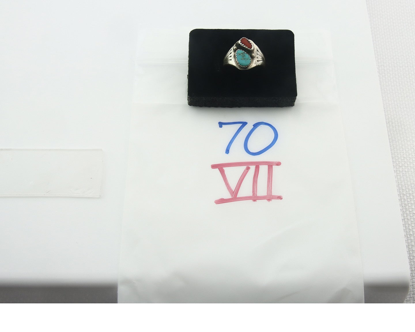 Vintage Navajo Ring 925 Sterling Silver Natural Gemstone Authentic Size 8.0
