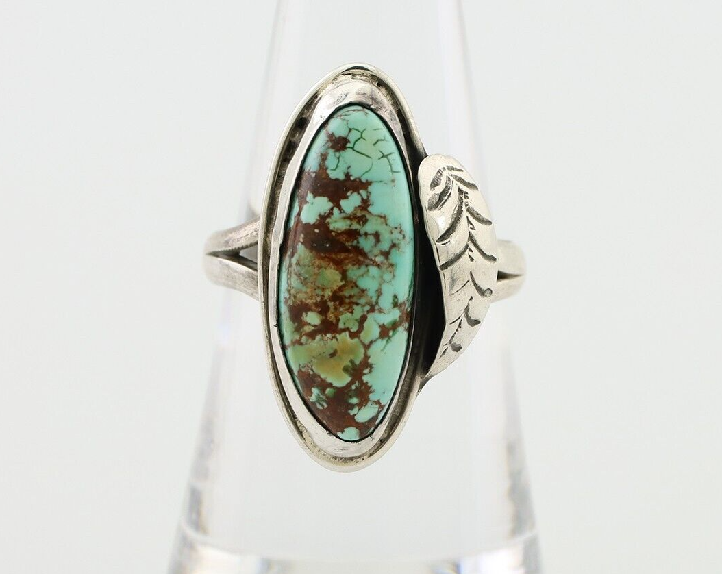 Navajo Handmade Ring 925 Silver Natural Turquoise Artist Signed GC01 C.80's