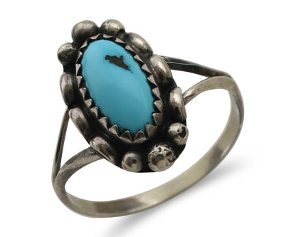 Navajo Ring 925 Silver Sleeping Beauty Turquoise Signed SkyStone Creations C80s