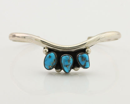 Navajo Bracelet 925 Silver Morenci Turquoise Artist Signed Frank Sandoval C.80's