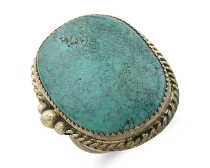 Navajo Ring 925 Sterling Spiderweb Blue Turquoise Native Artist C.80's Size 9.0