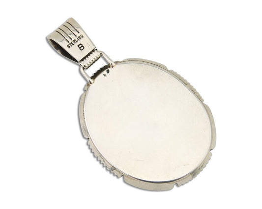 Navajo Pendant 925 Silver Natural Turquoise Artist Signed Lidia Begay C.80's