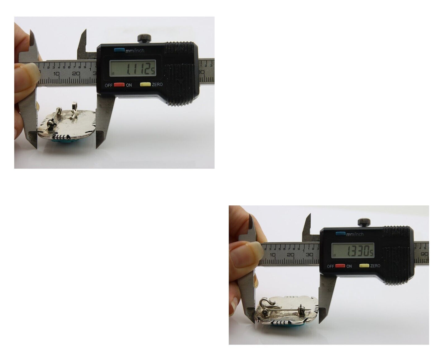 Navajo Pin 925 Silver Natural Blue Turquoise Artist Signed Hyson Craig C.80's