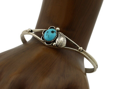 Navajo Handmade Bracelet 925 Silver Natural Blue Turquoise Native American C80s