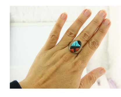 Vintage Zuni Ring 925 Sterling Authentic Natural Gemstone Signed K&GT Size 10