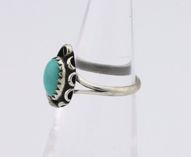 Navajo Ring 925 Silver Sleeping Beauty Turquoise Native American Artist C.80's