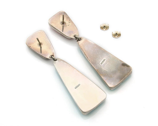 Navajo Dangle Earrings Sterling Silver Natural Gemstone Vintage Handmade