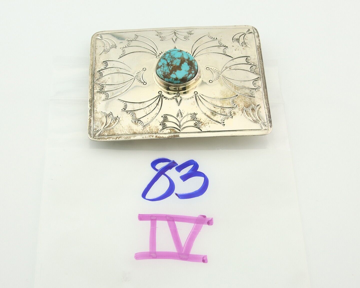 Vintage Navajo Belt Buckle 925 Silver Horse Head Turquoise Signed Tim Guerro