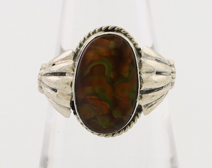 Navajo Handmade Ring 925 Silver Natural Fire Opal Native Artist Size 6.5 C.80's