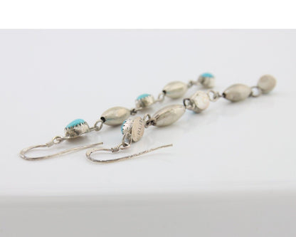 Navajo Earrings 925 Silver Blue Turquoise Native American Artist C.80's