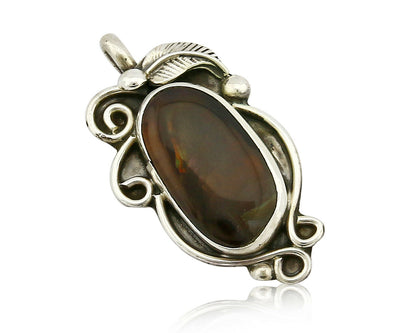 Navajo Josephine Rojas Natural Mined Fire Agate .925 Silver Handmade Pendant