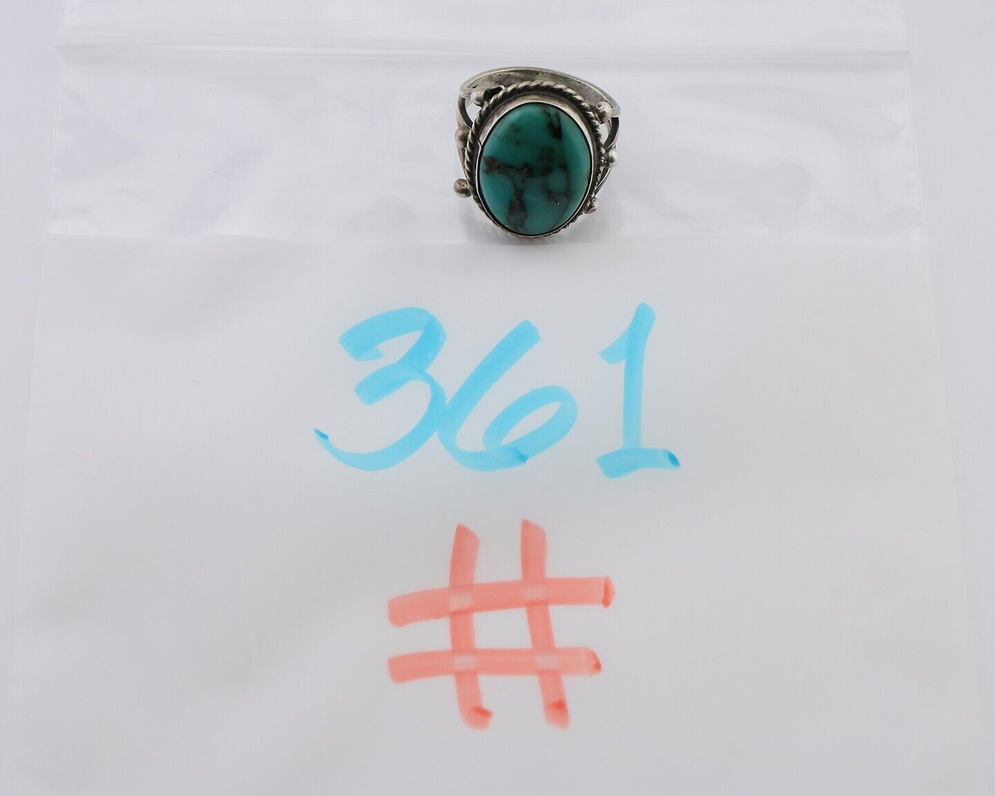 Navajo Ring 925 Silver Natural Kingman Turquoise Native American Artist C.80's