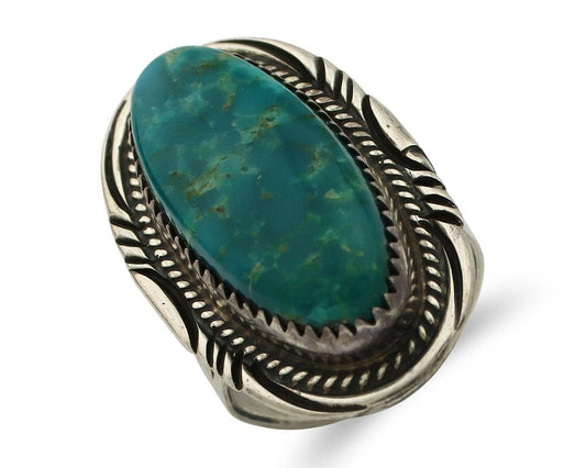 Navajo Ring 925 Silver Natural Blue Turquoise Artist Signed M Begay C.80's