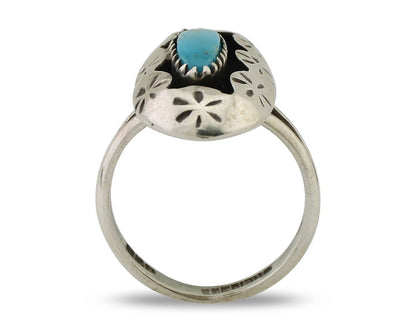 Navajo Ring 925 Silver Natural Blue Turquoise Native American Artist C.80's