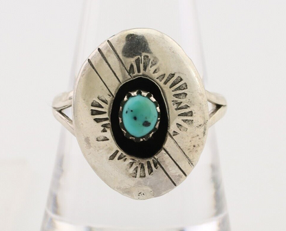 Navajo Handmade Ring 925 Silver Blue Turquoise Artist Signed BF C.80's