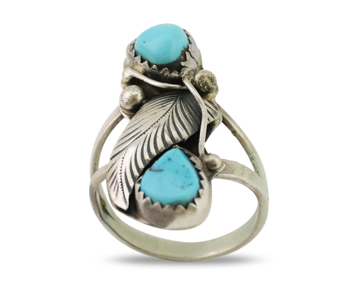 Navajo Handmade Ring 925 Silver Kingman Turquoise Native American Artist C.80's