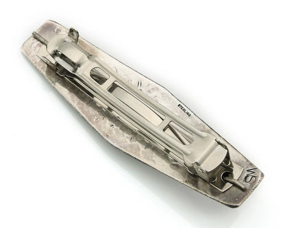 Navajo Barrette Sterling Silver Gemstones Hand Stamped Vintage Signed WS