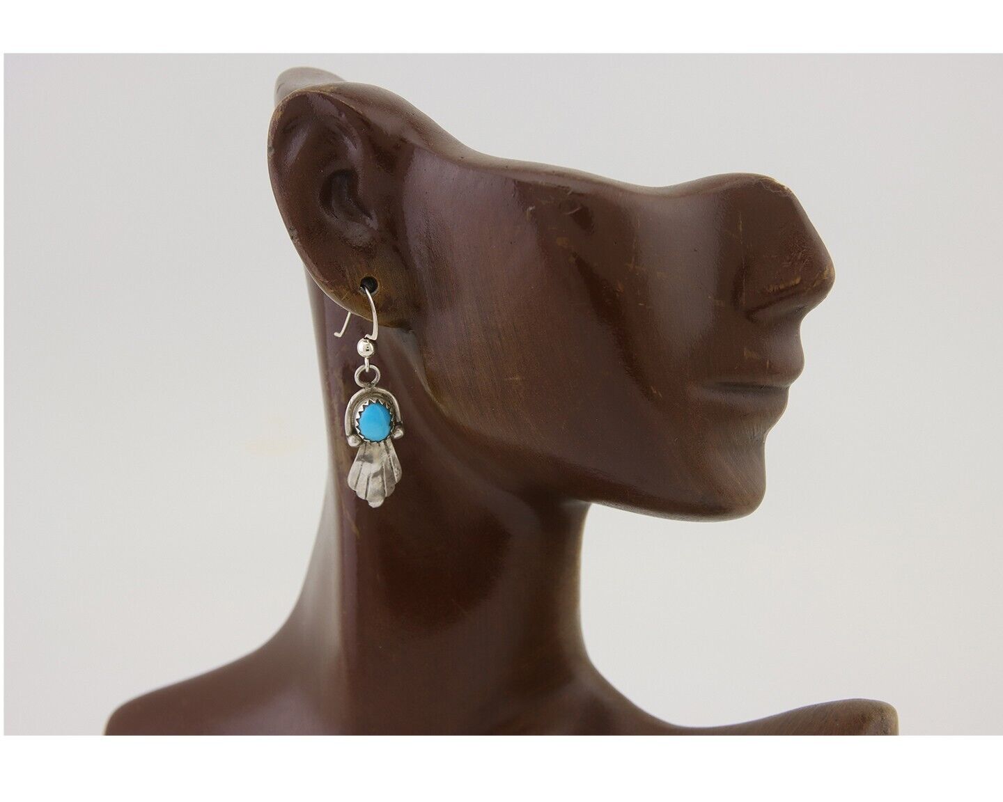Navajo Earrings 925 Silver Blue Turquoise Artist Signed Kee Tsosie C.80's