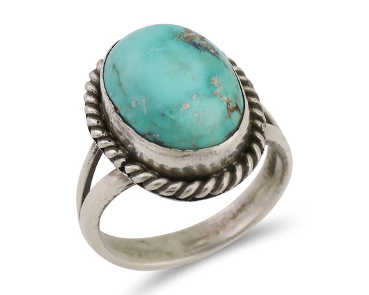 Navajo Ring 925 Silver Natural Blue Turquoise Native American Artist C.80's