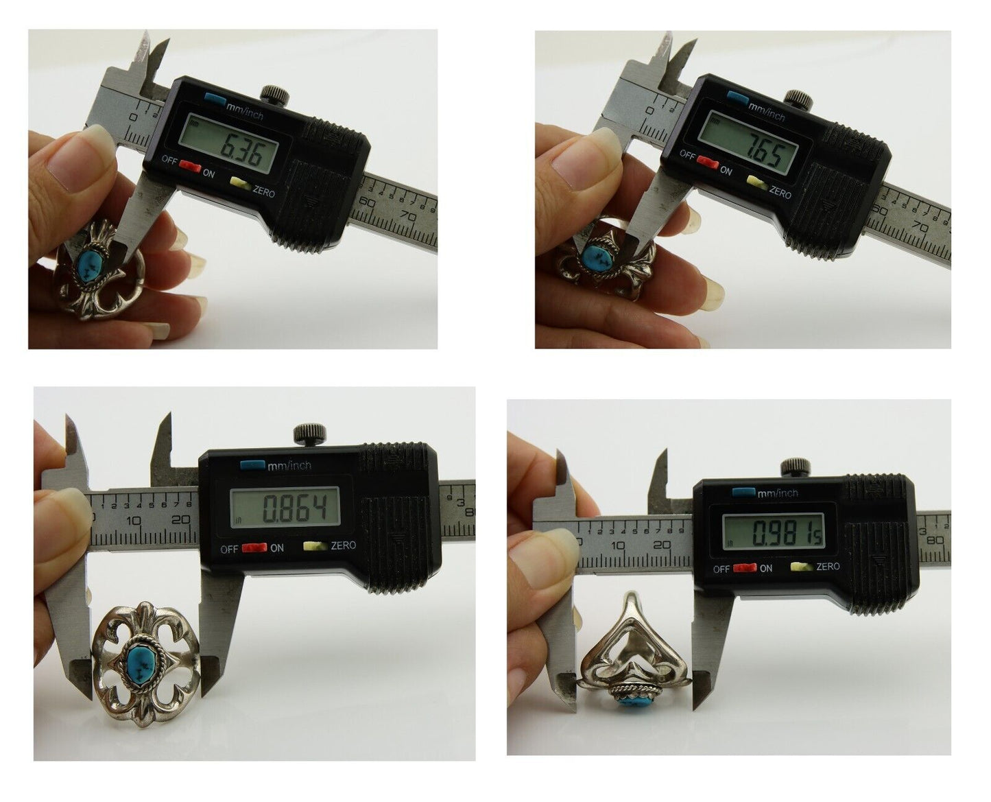 Navajo Sand Cast Ring 925 Silver Sleeping Beauty Turquoise Artist C.80's