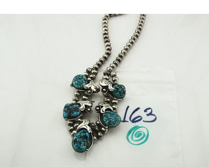 Navajo Necklace Blue Turquoise Vintage Handmade Signed S Emerson C.80's