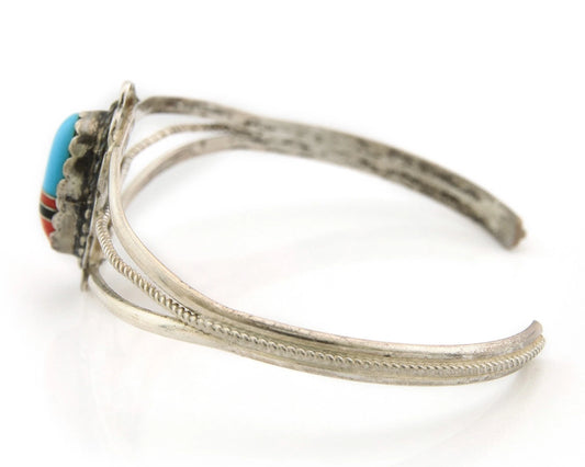 Navajo Cuff Bracelet Sterling Silver Handmade Vintage Gemstone