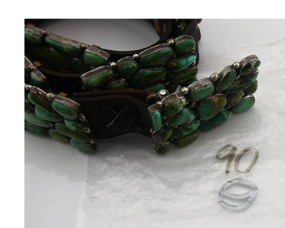 Navajo Belt Sterling Silver Gem Grade Turquoise Vintage Native Artist C.80's