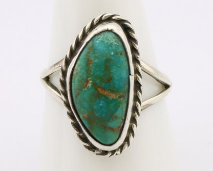 Navajo Ring 925 Silver Natural Turquoise Artist Signed Rabbit Stick C.80's