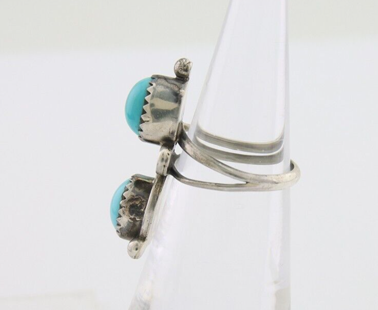 Navajo Ring 925 Silver Kingman Turquoise Native American Artist C.80's