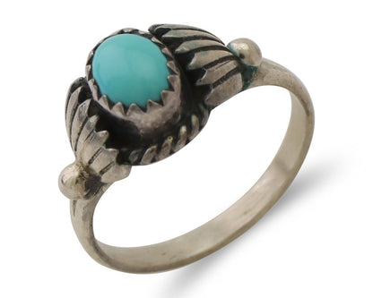 Navajo Ring 925 Silver Kingman Turquoise Native American Artist Made In 1985