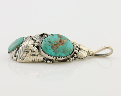 Navajo Pendant 925 Silver Natural Bisbee Turquoise Signed Tom Willeto C.80's