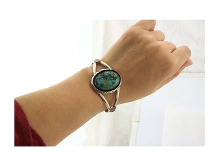 Navajo Cuff Bracelet Sterling Silver Vintage Turquoise Handmade Signed Sunrise