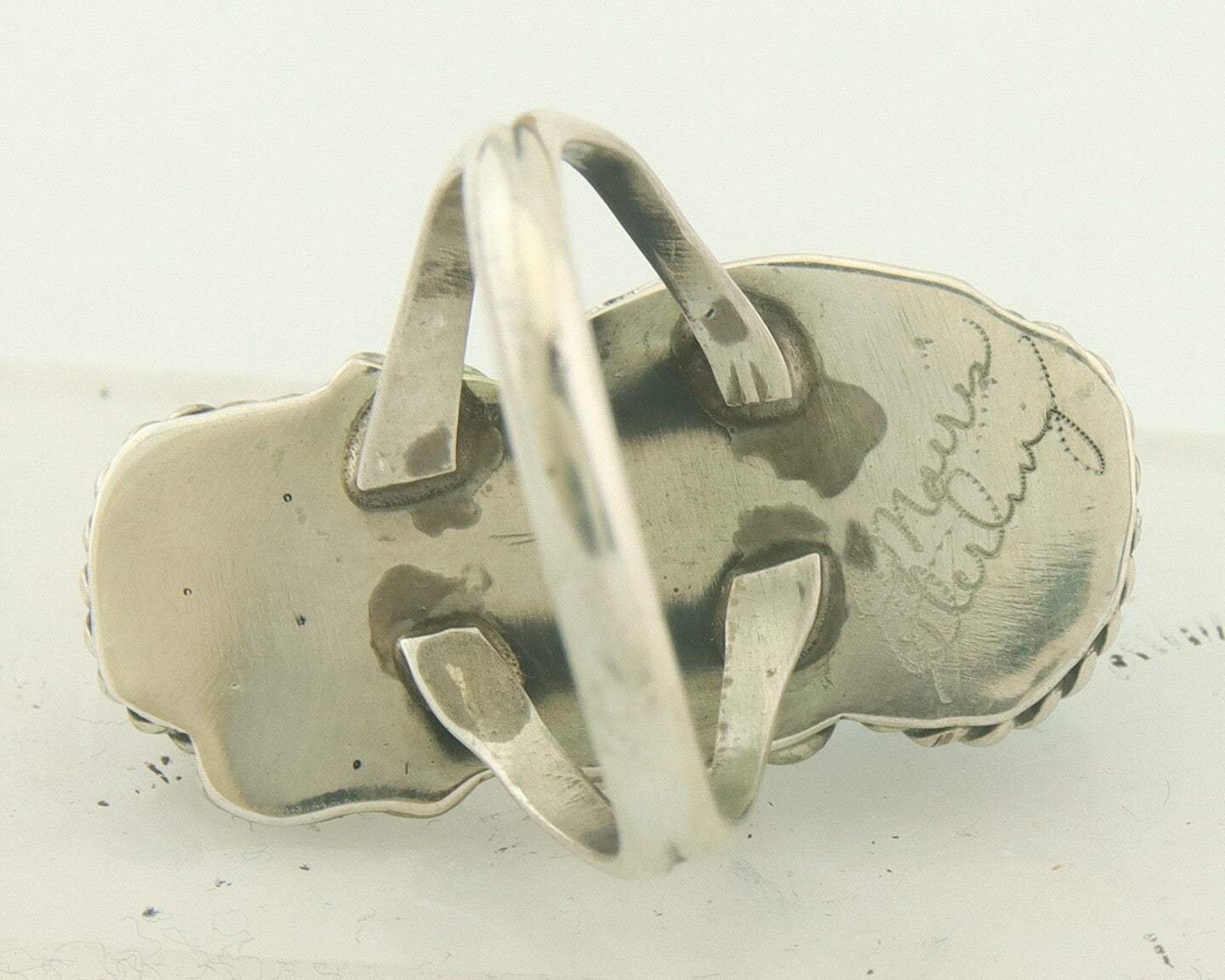 Vintage Navajo Ring 925 Sterling Natural Gemstones Signed Justin Morris Sz 7.75