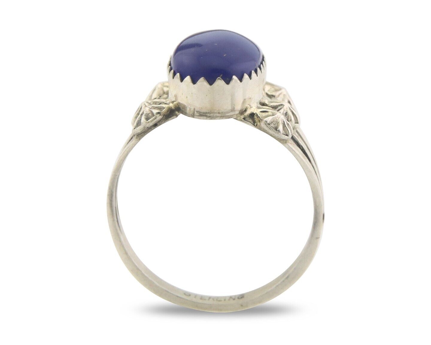 Navajo Ring 925 Sterling Natural Lapis Handmade Native Artist C.80's